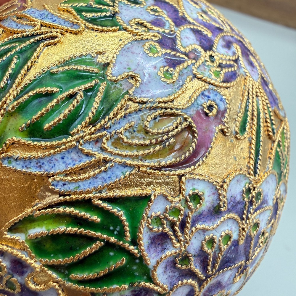 Vintage 1998 NYCO Nicki Yassaman Cloisonne Floral Ball Ornament w/ Tag - Picture 8 of 9